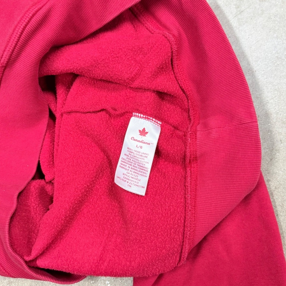 Canadiana Mens Red Fleece Hoodie Sweatshirt Size Large Gorpcore Vibe - Picture 5 of 5
